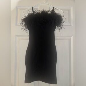 Fashion nova black fur dress.